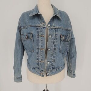 Levi's Denim Trucker Jacket Womens Size 4 Cinch Back Style 1312A VTG 90s Y2K USA